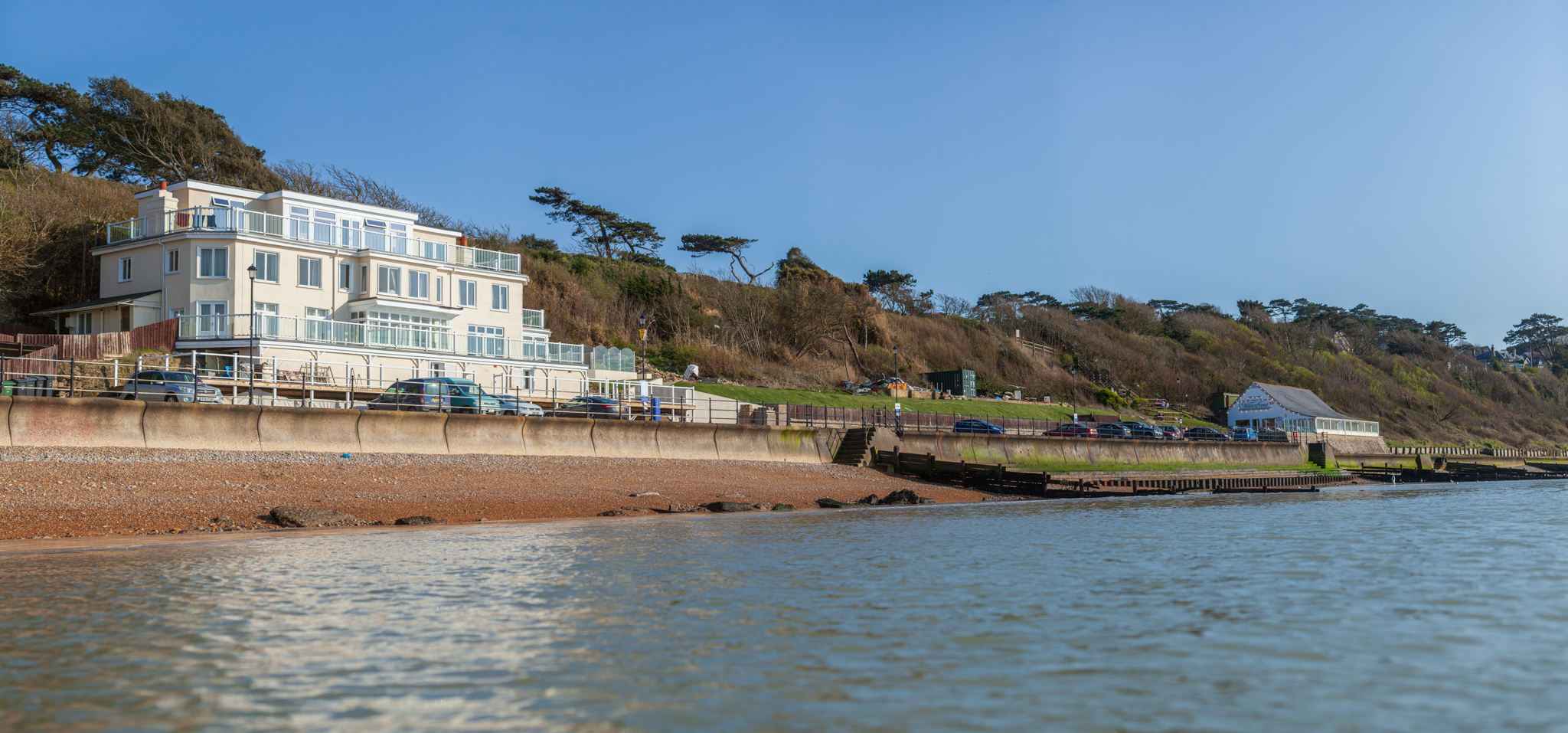 Pilots Point and Waterfront Restaurant, taken from the sea